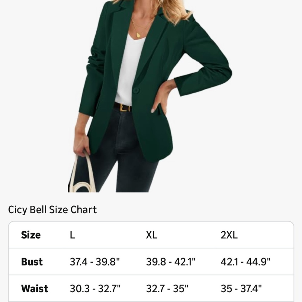 Cicy Bell Dark Green Women's Blazer - Picture 2 of 8
